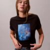 Κλασικό T-shirt με γραφικό λογότυπο με λουλούδια