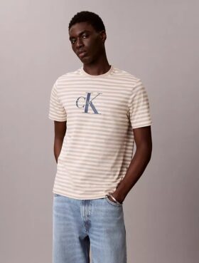 Κλασικό T-shirt με γραφικό ρίγα Monologo