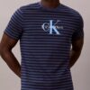 Κλασικό T-shirt με γραφικό ρίγα Monologo