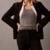 Κομψό παντελόνι με ευθεία γραμμή και ελαστικότητα Κομψό παντελόνι με ευθεία γραμμή και ελαστικότητα