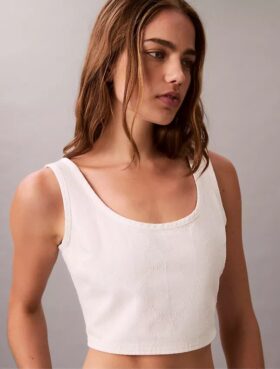 Κοντό μπλουζάκι με μοτίβο Monogram σε τζιν
