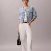 Κοντό τζιν Trucker Jacket χωρίς γιακά Κοντό τζιν Trucker Jacket χωρίς γιακά