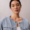 Κοντό τζιν Trucker Jacket χωρίς γιακά Κοντό τζιν Trucker Jacket χωρίς γιακά
