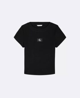 Κορίτσια υφασμένο T-shirt Monologo με ραβδώσεις