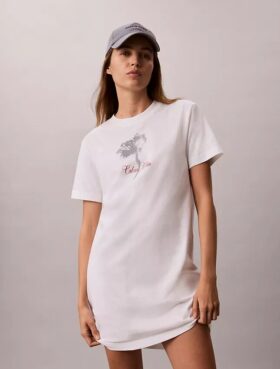 Μίνι φόρεμα T-shirt με floral σχέδιο