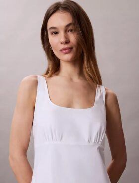 Μίντι φορέμα χωρίς μανίκια από βαμβακερό ποπλίν