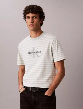 Monogram T-shirt με ρίγες και μονόγραμμα