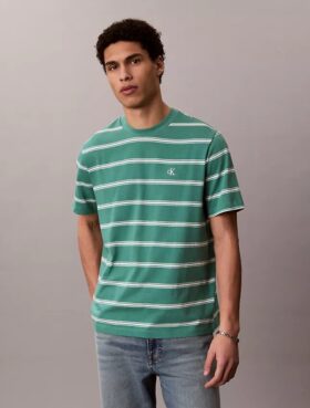 Monogram T-shirt με ρίγες και μονόγραμμα