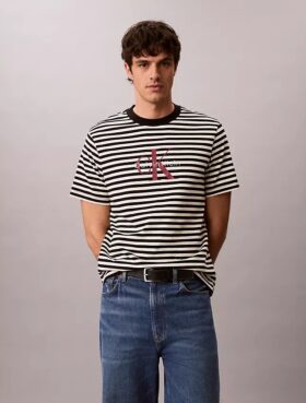 Monogram T-shirt με ρίγες και μονόγραμμα