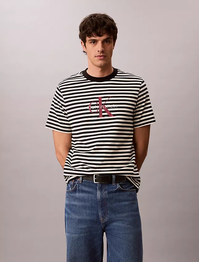 Monogram T-shirt με ρίγες και μονόγραμμα Monogram T-shirt με ρίγες και μονόγραμμα