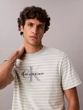 Monogram T-shirt με ρίγες και μονόγραμμα