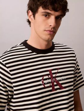 Monogram T-shirt με ρίγες και μονόγραμμα