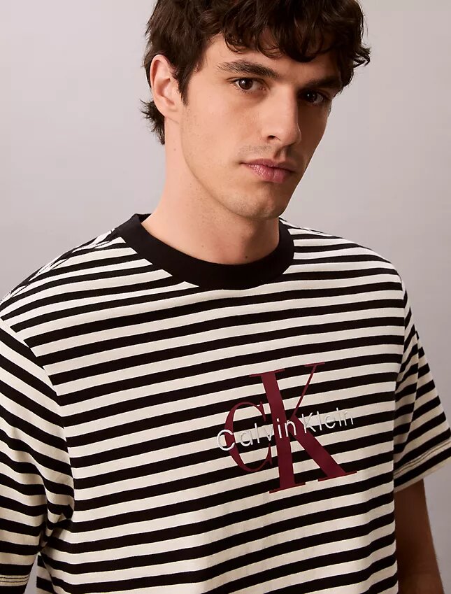 Monogram T-shirt με ρίγες και μονόγραμμα Monogram T-shirt με ρίγες και μονόγραμμα