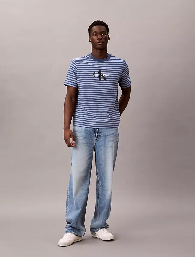 Monogram T-shirt με ρίγες και μονόγραμμα Monogram T-shirt με ρίγες και μονόγραμμα