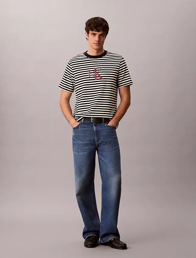Monogram T-shirt με ρίγες και μονόγραμμα Monogram T-shirt με ρίγες και μονόγραμμα