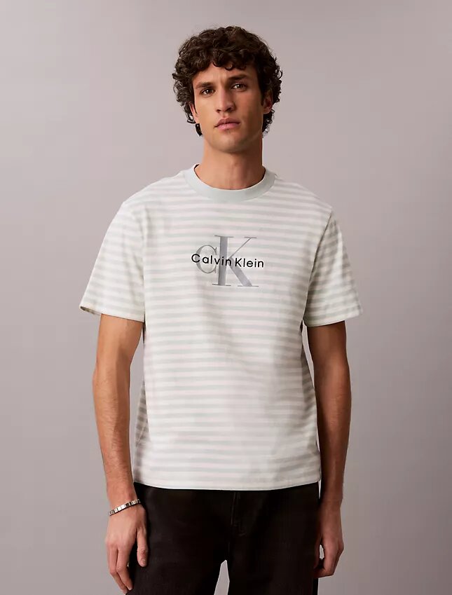 Monogram T-shirt με ρίγες και μονόγραμμα Monogram T-shirt με ρίγες και μονόγραμμα