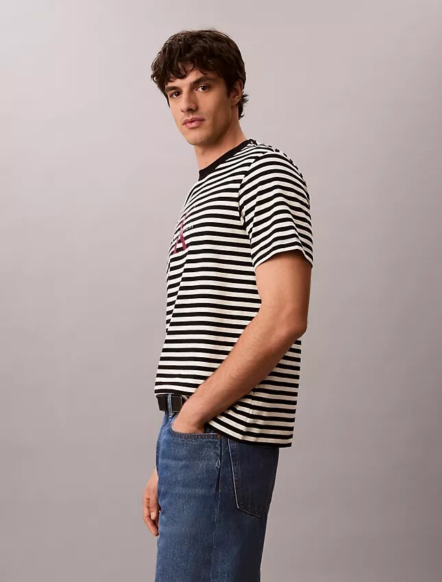 Monogram T-shirt με ρίγες και μονόγραμμα Monogram T-shirt με ρίγες και μονόγραμμα