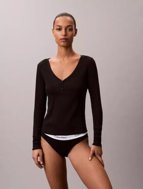 Μπλούζα Henley από Cotton Stretch με ραβδώσεις