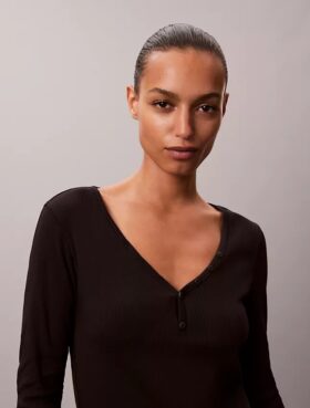 Μπλούζα Henley από Cotton Stretch με ραβδώσεις