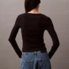 Μπλούζα με U-neck από βαμβάκι με ραβδώσεις Μπλούζα με U-neck από βαμβάκι με ραβδώσεις