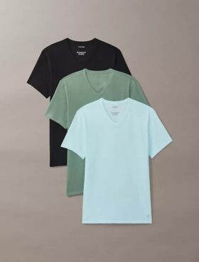 Μπλούζα με V λαιμόκοψη από Cotton Stretch μείγμα βαμβακιού, σε συσκευασία 3 τεμαχίων