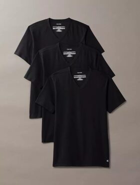 Μπλούζα με V λαιμόκοψη από Cotton Stretch μείγμα βαμβακιού, σε συσκευασία 3 τεμαχίων