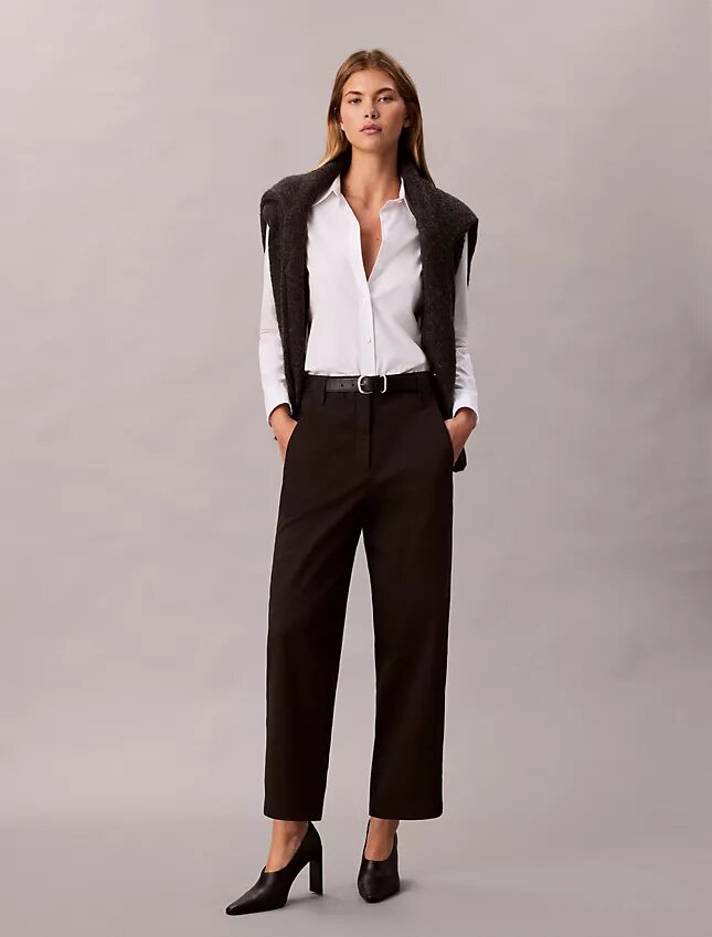 Παντελόνι Barrel από Cotton Stretch τβίλ Παντελόνι Barrel από Cotton Stretch τβίλ