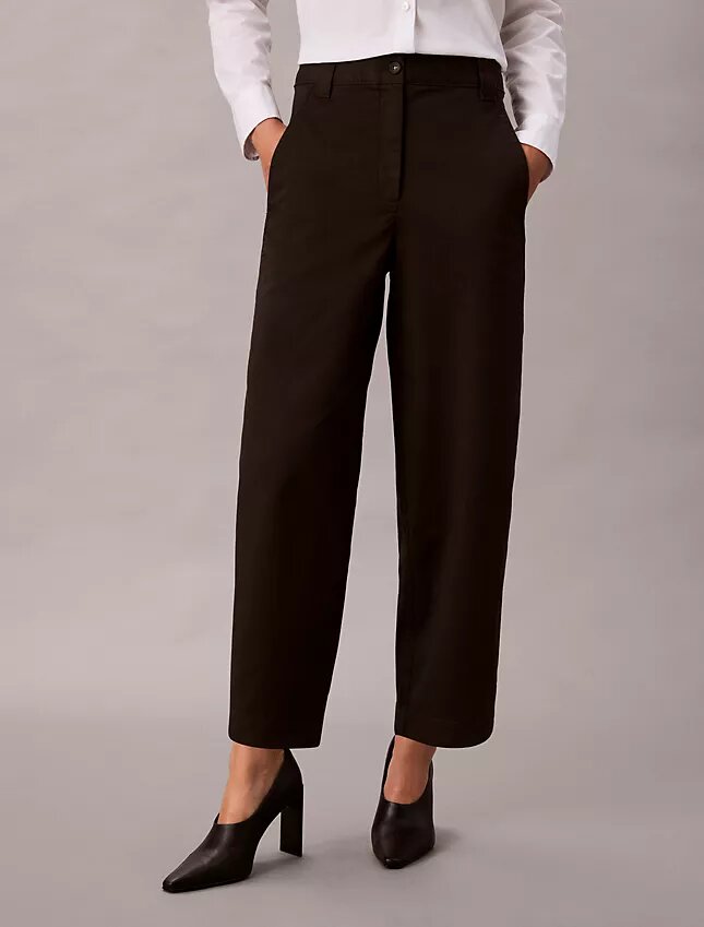 Παντελόνι Barrel από Cotton Stretch τβίλ Παντελόνι Barrel από Cotton Stretch τβίλ