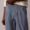 Παντελόνι Chambray με ίσια γραμμή και ελαστική μέση Παντελόνι Chambray με ίσια γραμμή και ελαστική μέση