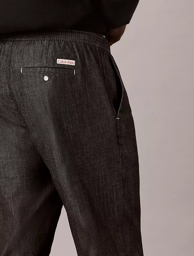 Παντελόνι Chambray με ίσια γραμμή και ελαστική μέση Παντελόνι Chambray με ίσια γραμμή και ελαστική μέση
