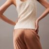 Παντελόνι με φαρδιά πόδια από τσαλακωμένο σατέν