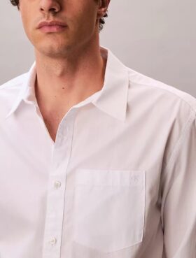 Πλυμένο πουκάμισο από ποπλίν με χαλαρή γραμμή και κουμπιά