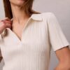 Πολό μπλούζα από απαλό βαμβάκι με ραβδώσεις