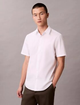Πουκάμισο από Cotton Stretch με κουμπιά και στενή γραμμή