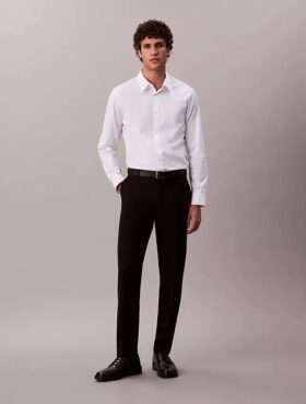 Πουκάμισο με κουμπιά από Cotton Stretch ποπλίν με στενή γραμμή