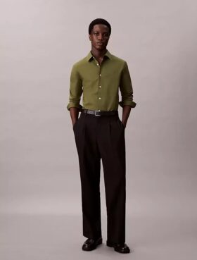 Πουκάμισο με κουμπιά από Cotton Stretch ποπλίν σε στενή γραμμή