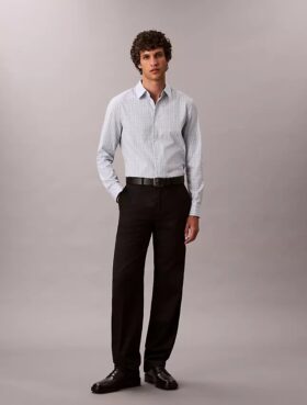 Πουκάμισο με κουμπιά, στενή γραμμή, από Cotton Stretch με καρό μοτίβο