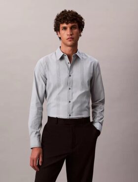 Πουκάμισο Supima Stretch Slim με ρίγες βαμμένες στο νήμα