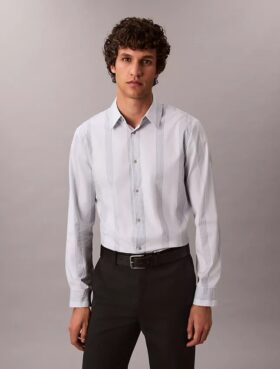 Πουκάμισο Supima Stretch Slim με ρίγες βαμμένες στο νήμα