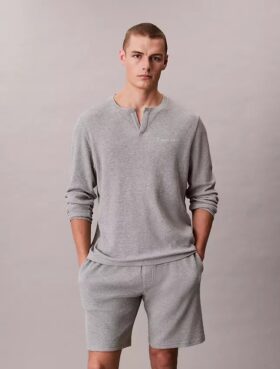 Πυτζάμα Henley με πλέξη βάφλας