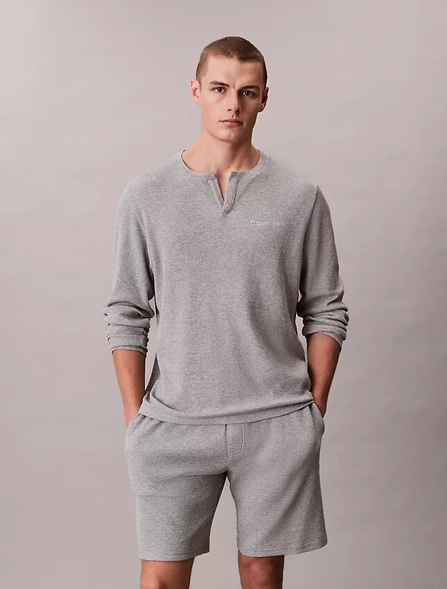 Πυτζάμα Henley με πλέξη βάφλας Πυτζάμα Henley με πλέξη βάφλας