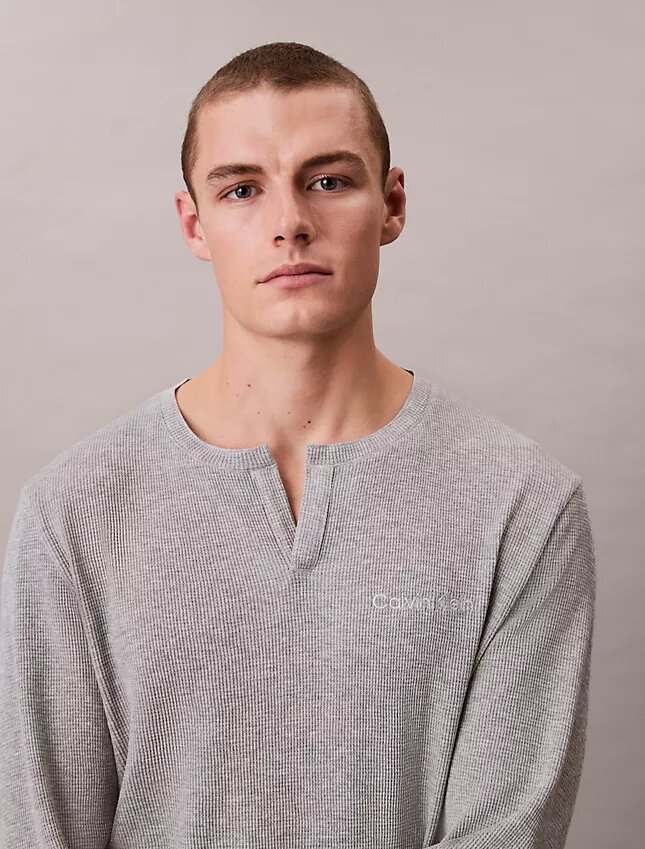 Πυτζάμα Henley με πλέξη βάφλας Πυτζάμα Henley με πλέξη βάφλας