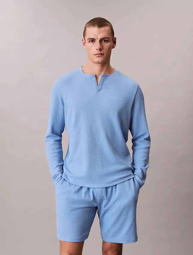 Πυτζάμα Henley με πλέξη βάφλας Πυτζάμα Henley με πλέξη βάφλας