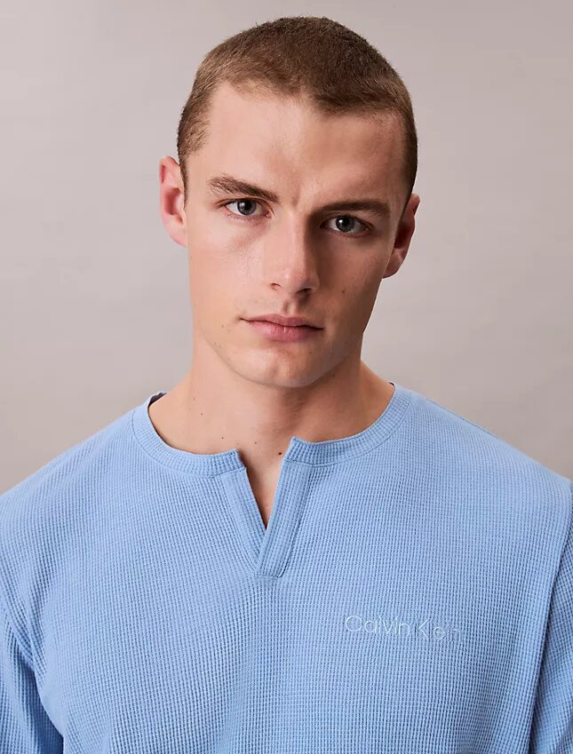 Πυτζάμα Henley με πλέξη βάφλας Πυτζάμα Henley με πλέξη βάφλας