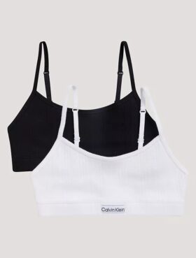 Σετ 2 κοντών Bralette με λογότυπο και ραβδωτή υφή