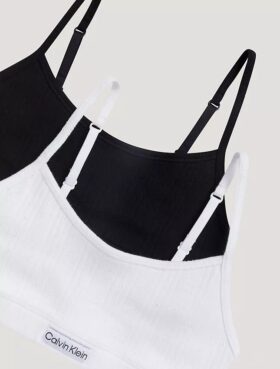 Σετ 2 κοντών Bralette με λογότυπο και ραβδωτή υφή