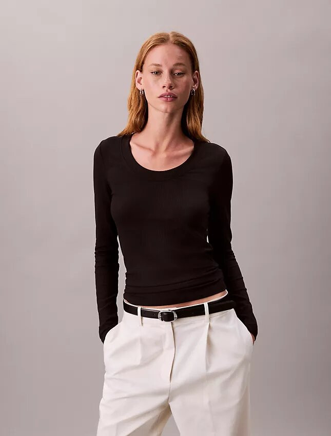 Στενό T-shirt από Modal Στενό T-shirt από Modal
