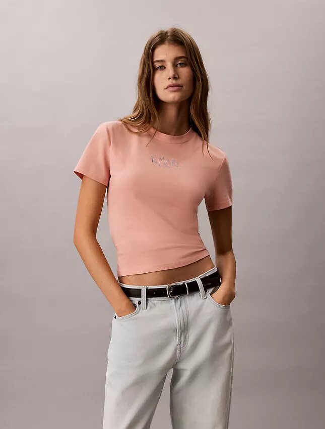 Στενό T-shirt με γραφικό λογότυπο Στενό T-shirt με γραφικό λογότυπο