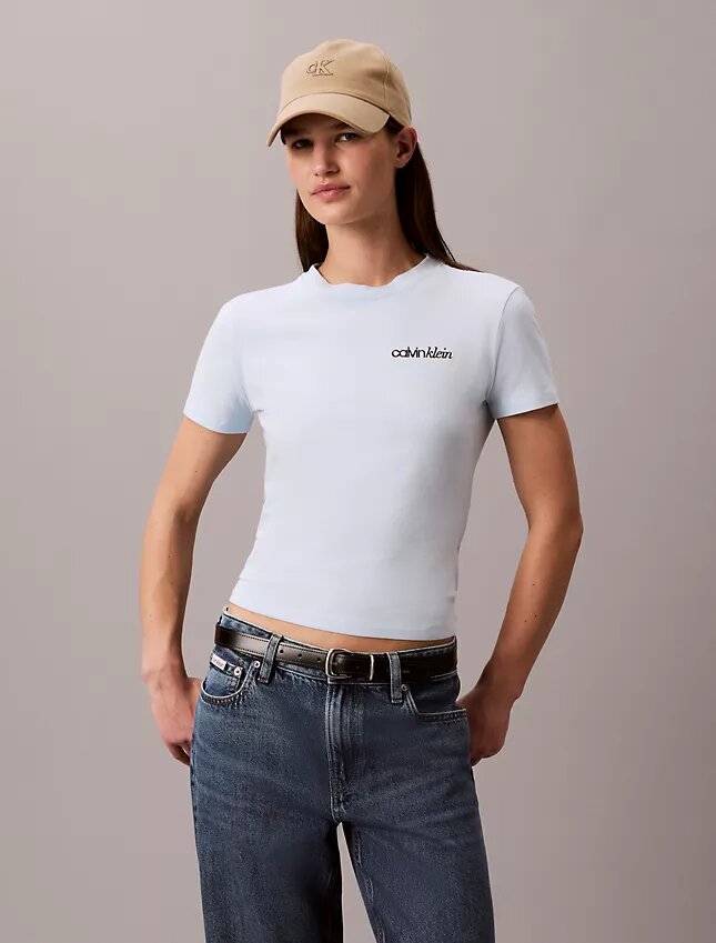 Στενό T-shirt με γραφικό λογότυπο Στενό T-shirt με γραφικό λογότυπο