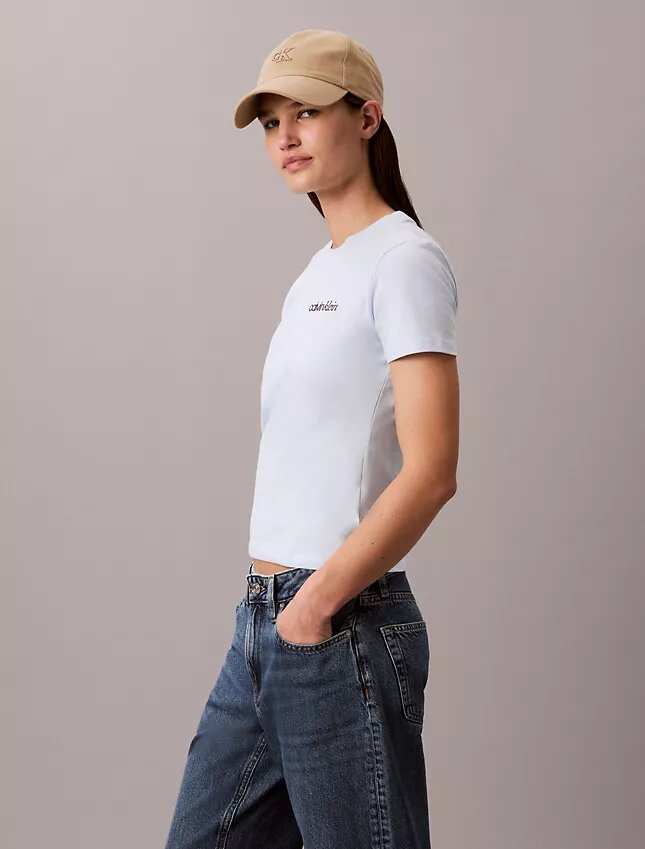 Στενό T-shirt με γραφικό λογότυπο Στενό T-shirt με γραφικό λογότυπο